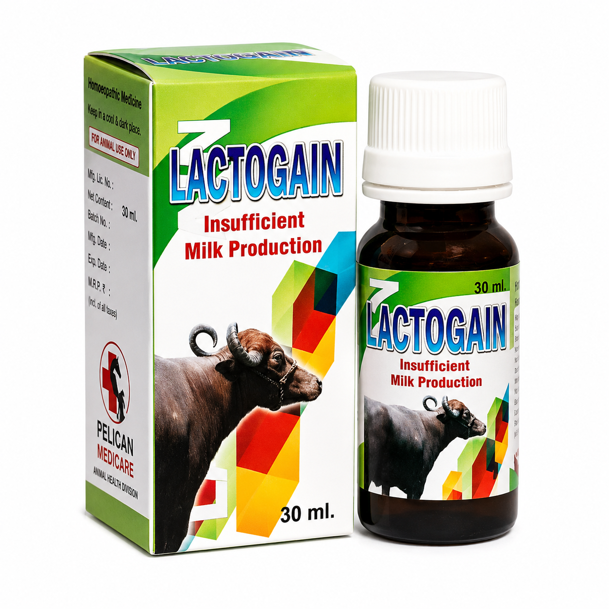 LACTOGAIN Homeopathic Veterinary Medicine | Milk Production Support for Dairy Cattle & Buffaloes | 30 ml
