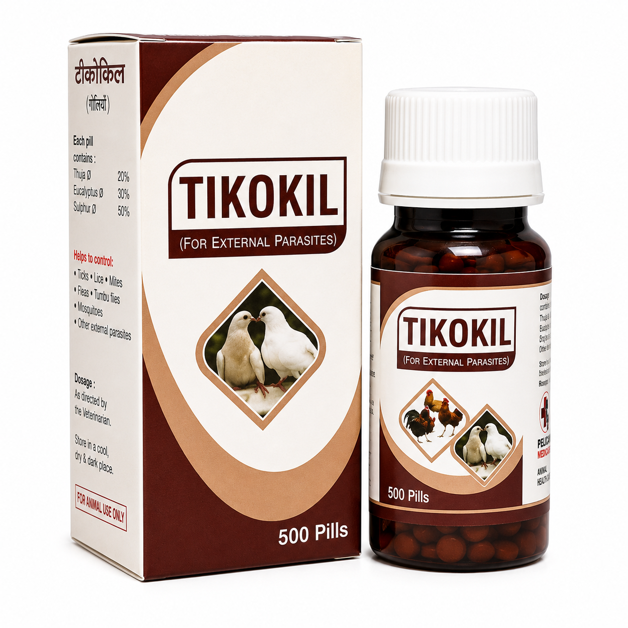 TIKOKIL Tablets for Pigeons & Birds | External Parasite Support | 500 Pills
