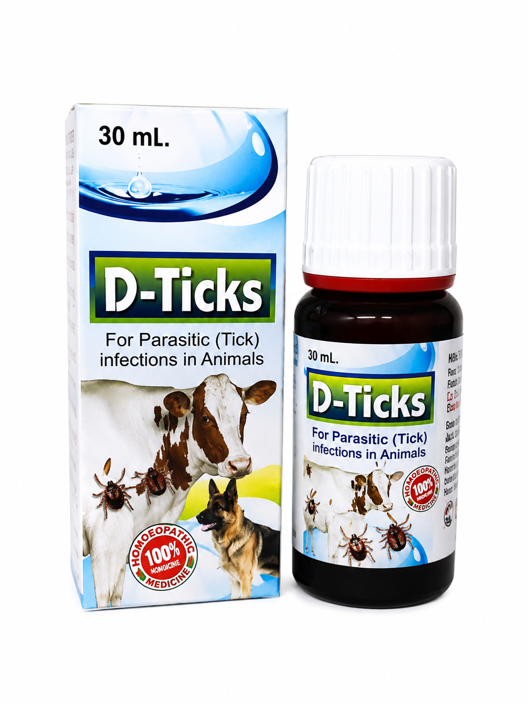 D-Ticks 30ml | Homeopathic Tick Control Medicine for Animals | Pelican Medicare