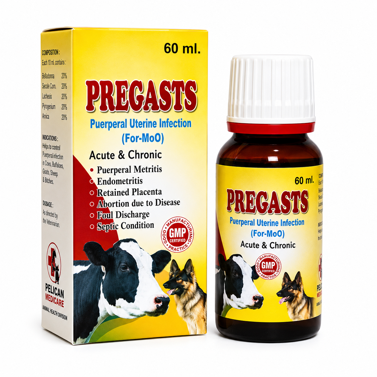 PREGASYS Homeopathic Veterinary Medicine | Reproductive & Uterine Health Support for Livestock | 60 ml